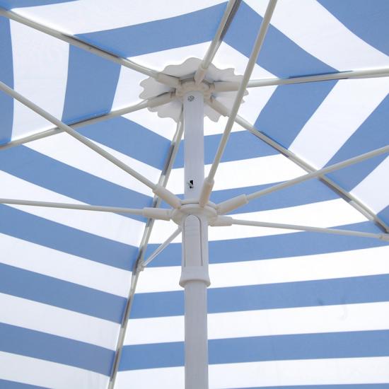 Blue and White Striped Beach Umbrella